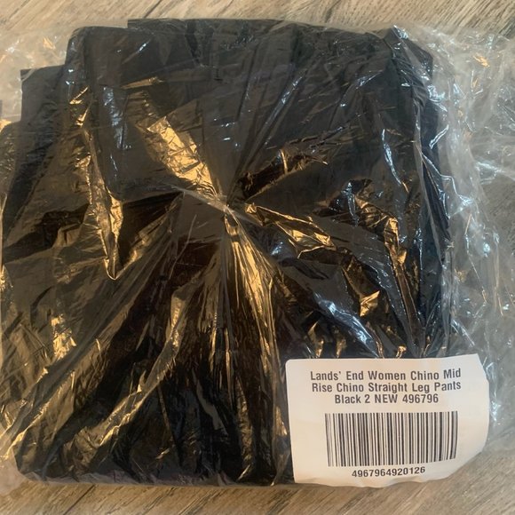 NWT LANDS' END WOMEN'S MID RISE CHINO PANTS STRAIGHT LEG BLACK 2 & 2P (PETITE) - Picture 9 of 15